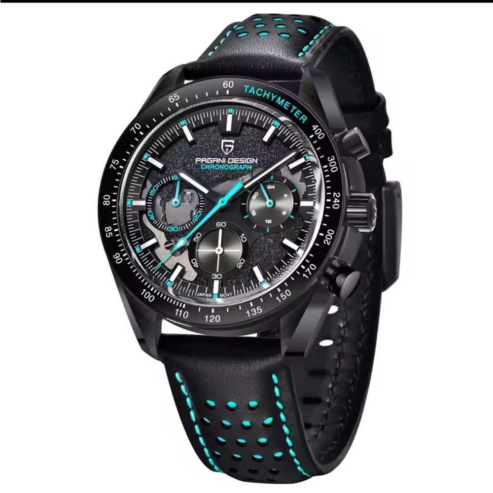 Pagani Design Chronograph Black Quartz Watch with Tachymeter (PD-1779)